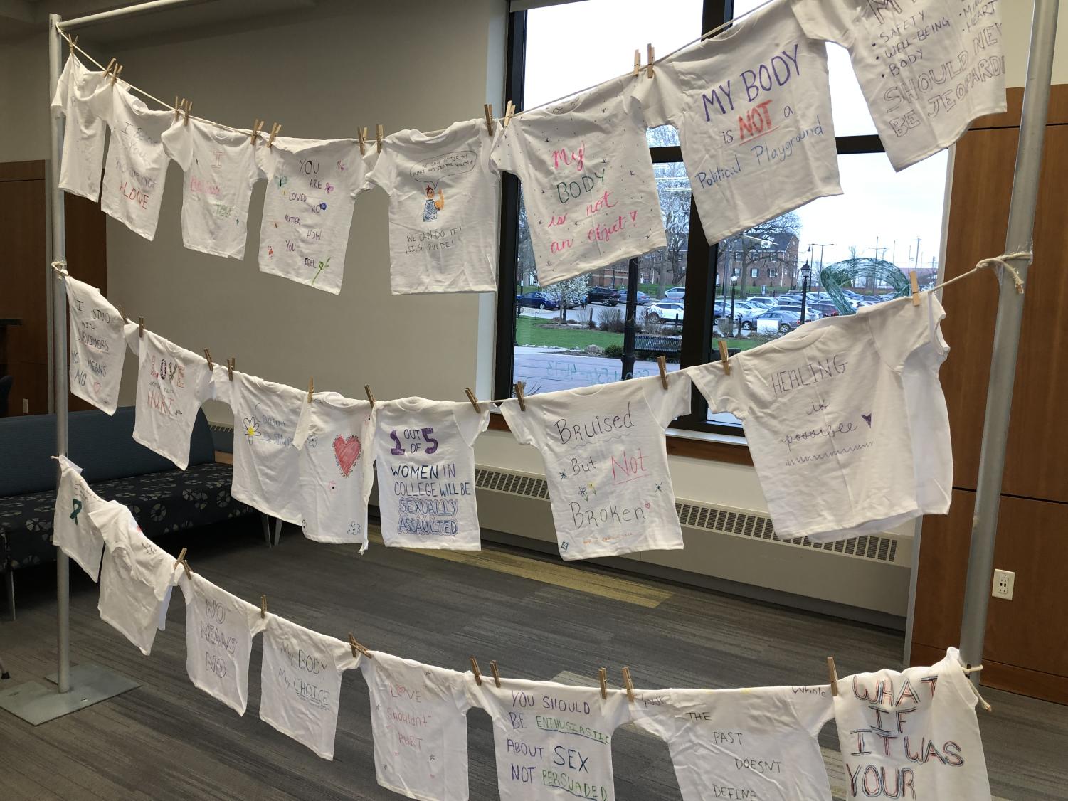The Clothesline Project display at Millikin.