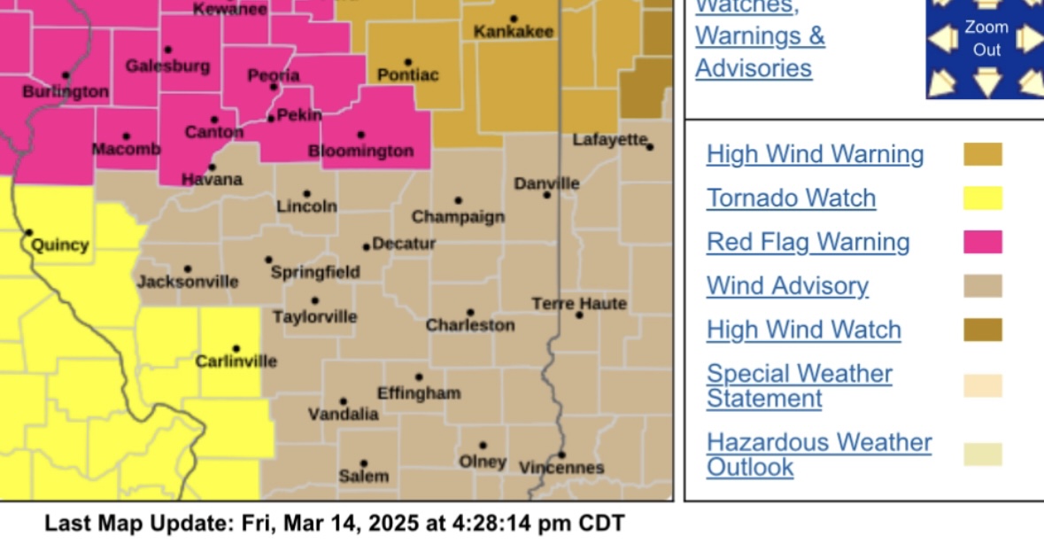 A weather map outlining the weather Central Illinois can expect tonight.
Photo courtesy of the National Weather Service